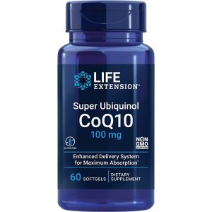 Super Ubiquinol CoQ10 100mg 60 Softgels Gluten Free Life Extension bottle