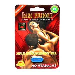 Libi Prince male enhancement pill for improved sexual performance, featuring a no headache formula.