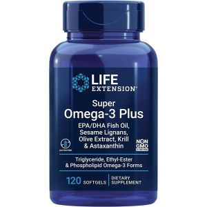 Super Omega-3 Plus EPA/DHA Fish Oil Astaxanthin 120 SG Life Extension bottle
